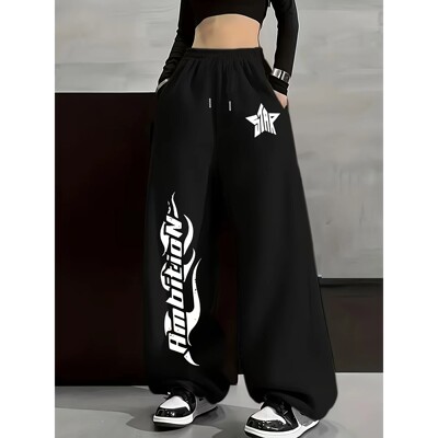 Women's Street Style Casual Sweatpants with Graffiti Letter