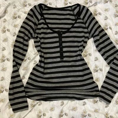 Gothic Subculture Punk T-shirt Vintage Stripes Aesthetic Lon