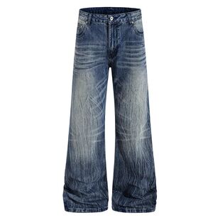 For Man Straight Washed Casual Jeans Denim Trousers Bootcut