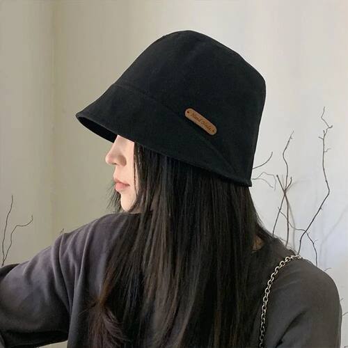 Soft Cotton Solid Color Sun Hats Black Foldable Bucket Hat S