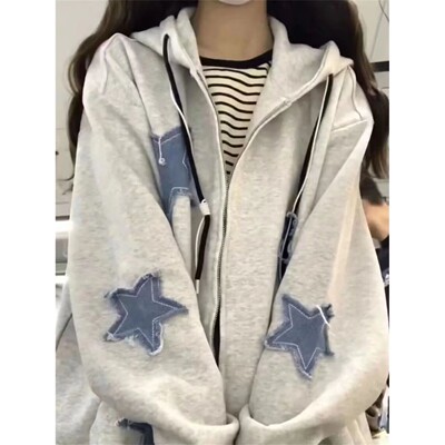 Streetwear Hoodies Women Stars Print Fashion Oversized Outwe