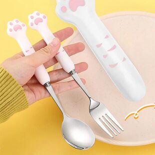 Steel Sto Paw with Spoon Fork Stainless Set Cutlery Cat Cute