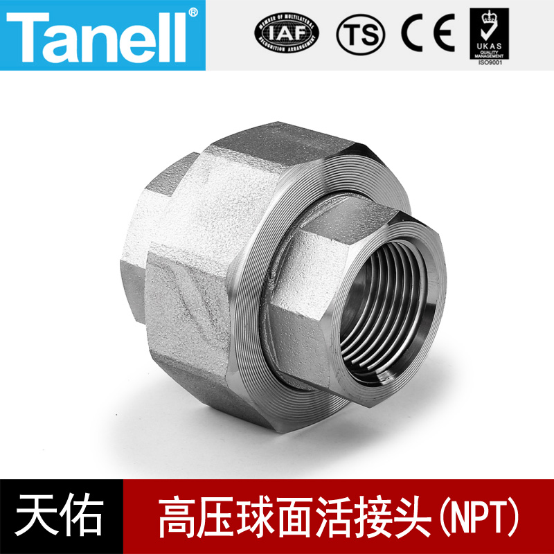 内丝活结接头NPT球面硬密封耐210KG高压管件304316L天佑管业125