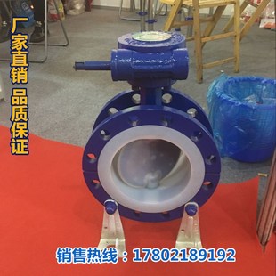 16C铸钢衬四氟法兰蝶阀衬氟涡轮蝶阀耐酸碱蝶阀DN50 D341F46 600