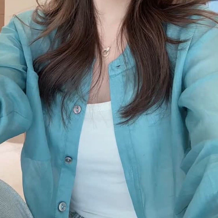 新款慵懒风宽松长袖防晒上衣