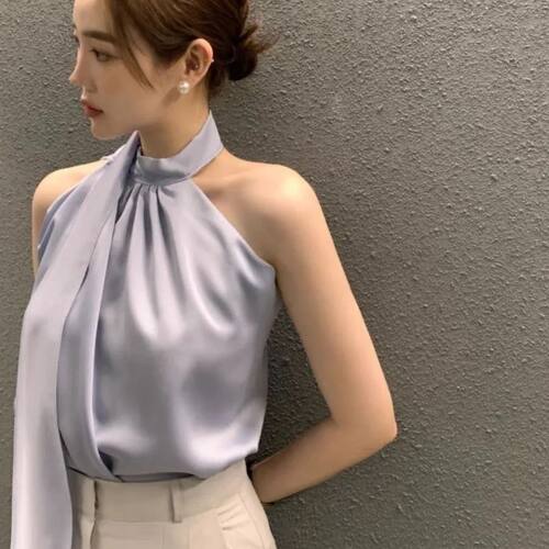 衬衫女in醋酸缎面小众