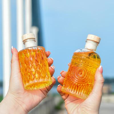 白酒瓶空瓶玻璃小密封罐菱形小洋酒瓶果酒空酒瓶复古咖啡分装ins