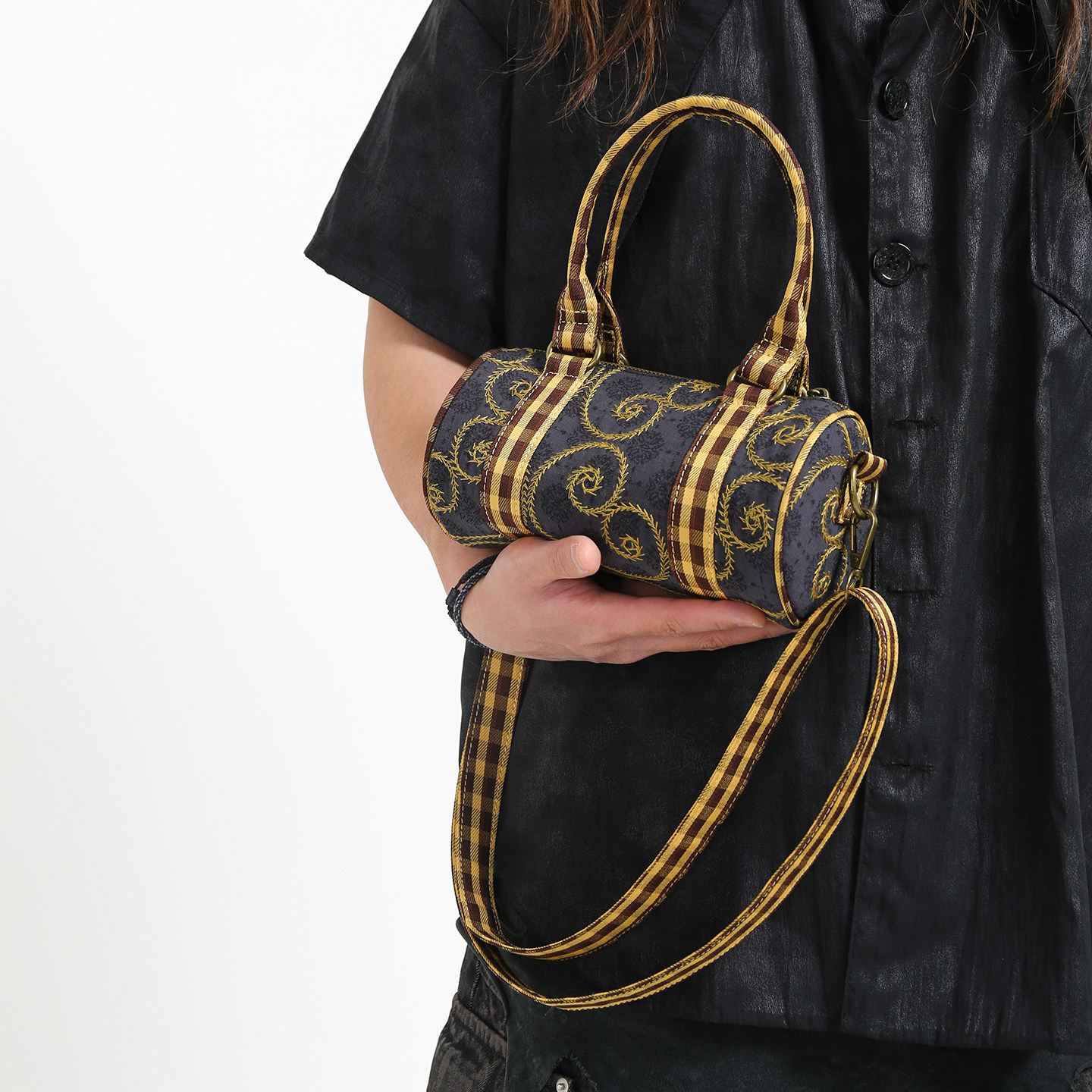 咩奇 【美式果酱】圆筒包复古棉麻刺绣小众设计感手提斜挎腋下包,箱包皮具/热销女包/男包,波士顿包,淘宝优惠券,粉丝福利购,淘宝优惠卷