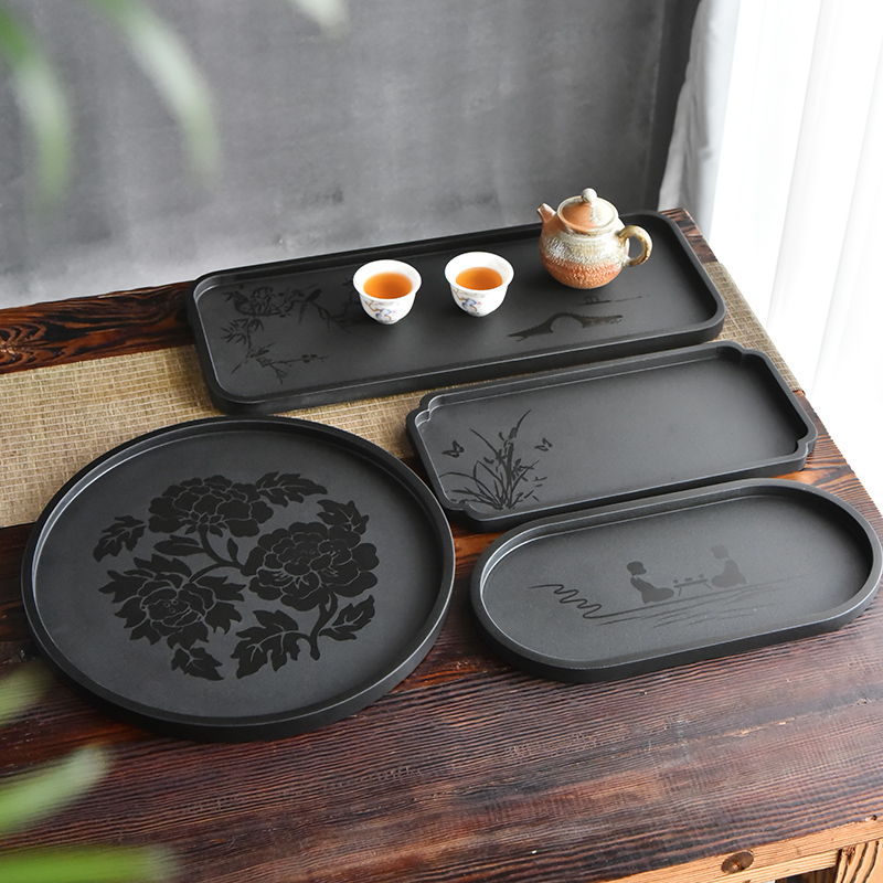 石间记忆乌金石简约长方形托盘