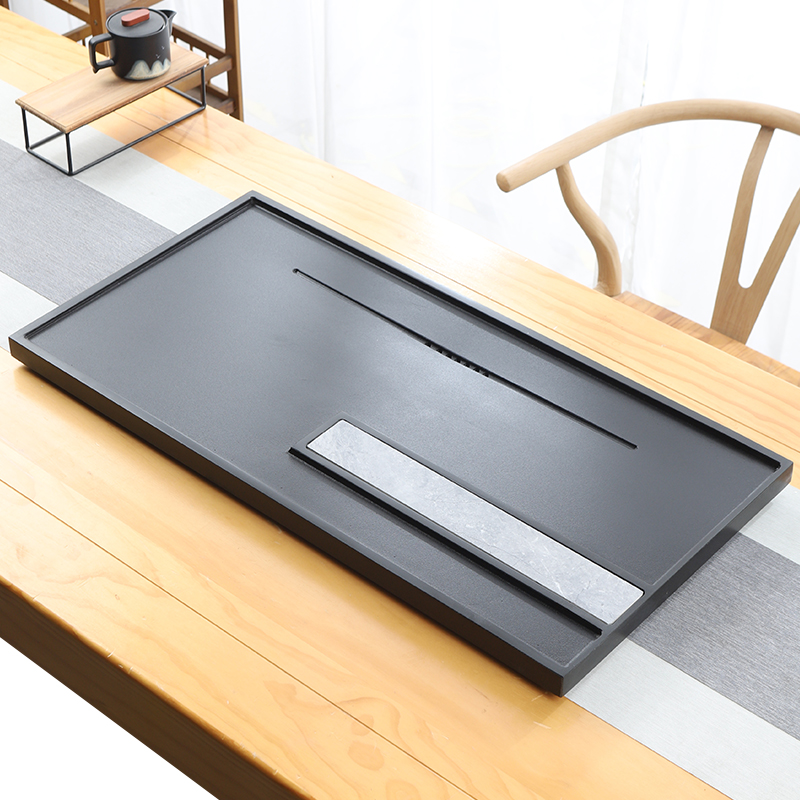 天然乌金石茶盘单盘家用简约岩板客厅整块高档石头茶海茶台盘托盘