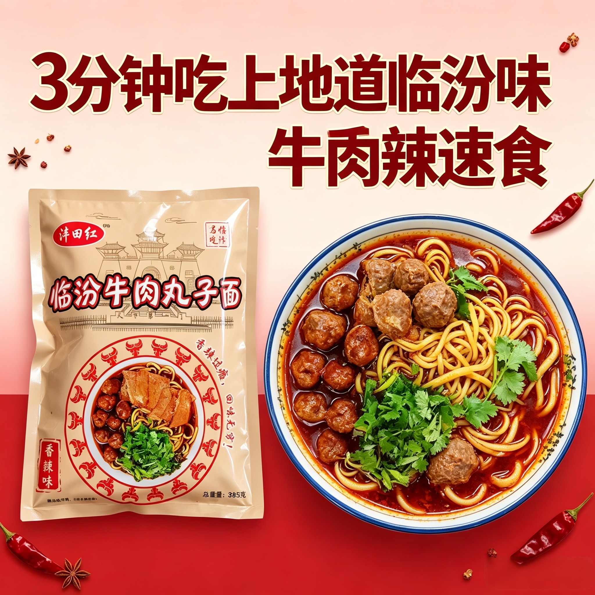 临汾牛肉丸子面正宗山西特产方便速食夜宵早餐速食家乡的味道麻辣