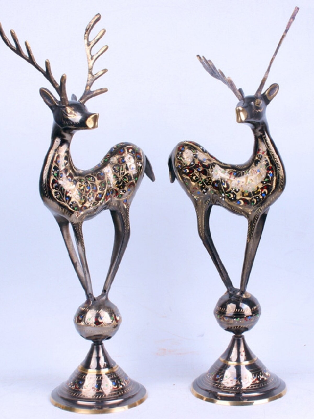 巴基斯坦铜器精雕高官踩球鹿欧式居家玄关摆件节日礼物送朋友包邮