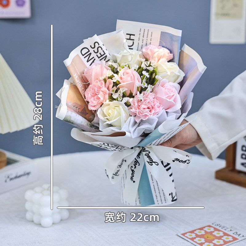 玫瑰香皂永生花满天星仿真向日葵手捧花束送女友闺蜜七夕生日礼物