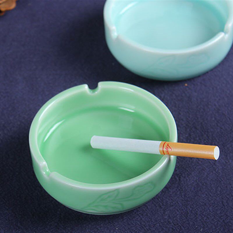 创意烟缸特色陶瓷家居摆件礼物品龙泉青瓷客厅茶几烟灰缸酒店房间