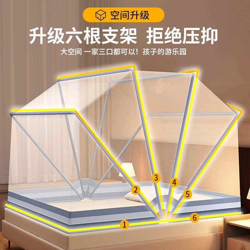 2025新款免安装可折叠蚊帐家用卧室儿童蒙古包全罩式防蚊可携式帐