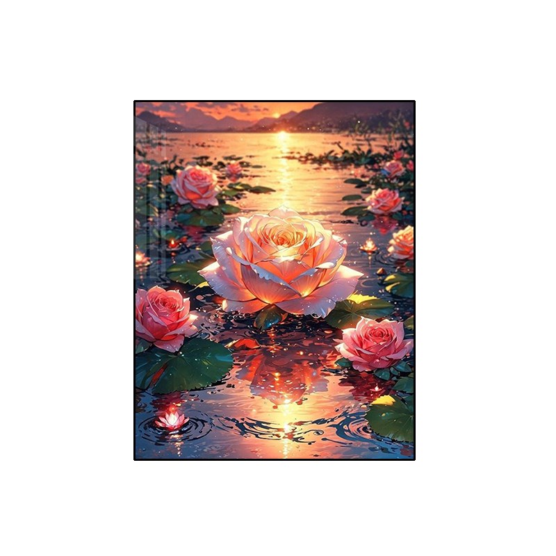 高级感荷花风景钻石画2025新款手工5d砖石贴画十字绣客厅卧室满钻