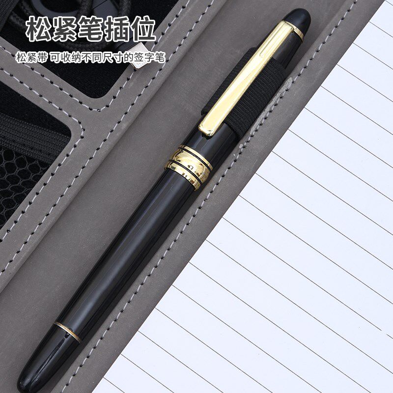 a4商务文件夹夹板带手机支架公文夹皮质收纳夹公司办公合同夹包定