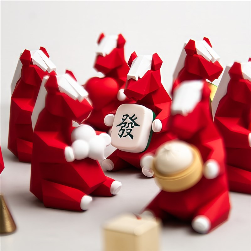 【新型号】青红皂白现代几何马摆件本命年马年吉祥物年会新年礼盒