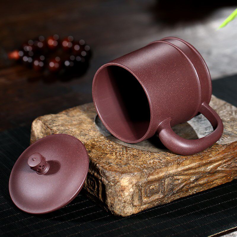 宜兴紫砂杯纯全手工泡茶杯非陶瓷带盖杯子原矿紫泥茶具套装包邮