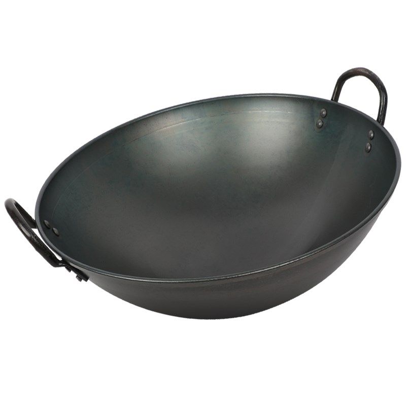 凹面商用家用电磁炉专用锅酒店炒菜锅电磁灶双耳铁锅无涂层不粘锅