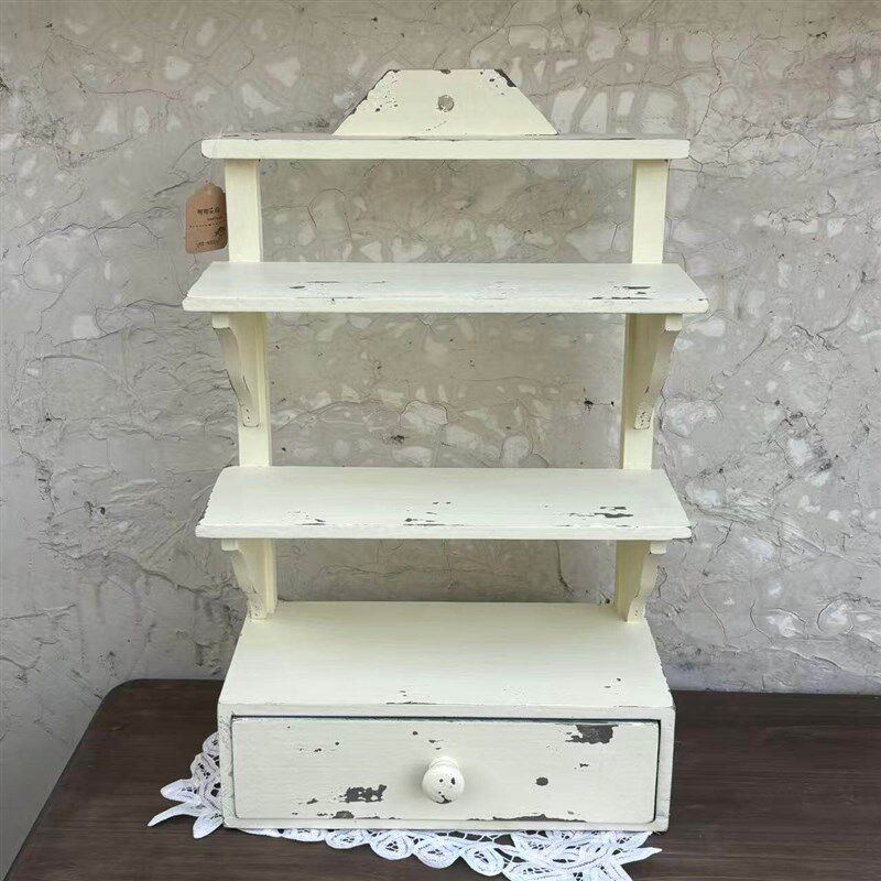 实木置物柜子甜甜花园桌面抽屉挂架做旧花架中古展示架多层收纳柜