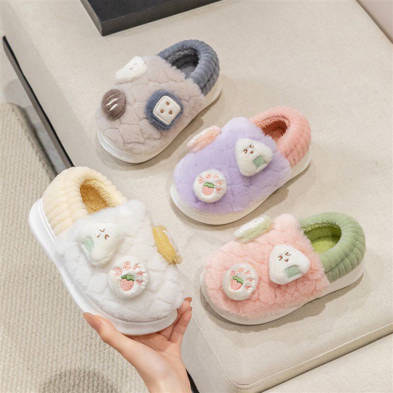 儿童棉拖鞋女童冬季家居2025新款宝宝可爱加绒包跟保暖棉鞋男孩冬