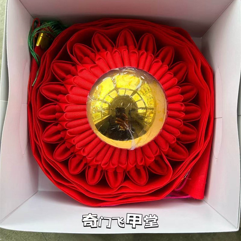出口型号圆边六号挂红佛用品拜花球金红花球