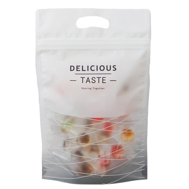 ins风白色塑料好看包装袋子雪花酥奶枣糖烘焙食品袋自封商用手提