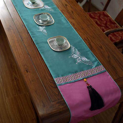 桌旗中式茶桌巾棉麻中国风禅意桌布床旗茶艺民族风茶席古琴防尘罩