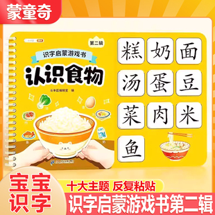 蒙童奇幼儿识字启蒙游戏书第二辑全套10册2-6岁识字早教安静书婴幼儿看图识字卡片趣味魔术贴撕撕书婴儿早教启蒙益智玩具幼小衔接