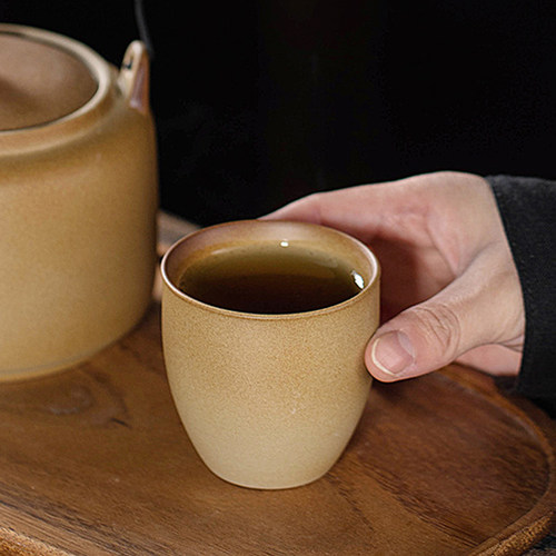 陶瓷茶杯品茗杯个人主人杯粗陶功夫茶具单杯复古
