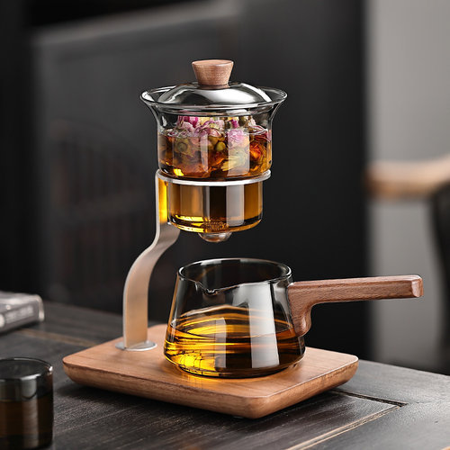 按压磁吸玻璃茶壶自动茶具套装