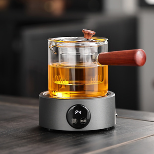 静音电陶炉800瓦玻璃煮茶器小型便携式户外办公煮茶壶咖啡摩卡壶