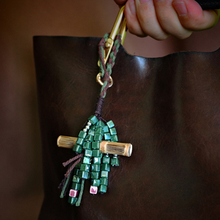 「苍翠」陶瓷包挂实心竹高端挂件饰品男士高档平安高级感