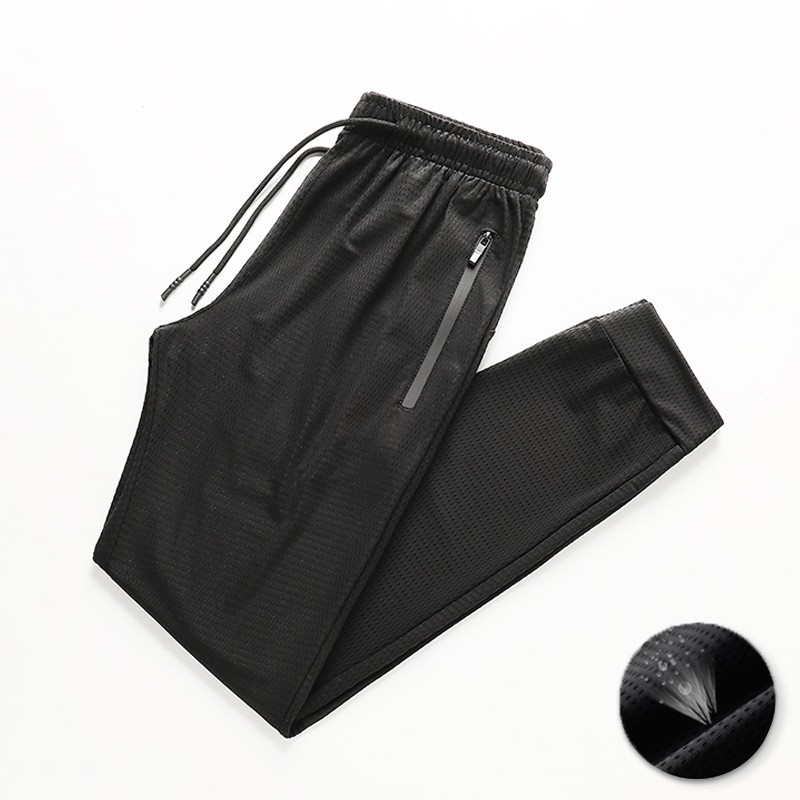 夏季新款凉感冰丝速干休闲长裤简约百搭透气直筒裤大码束脚运动裤