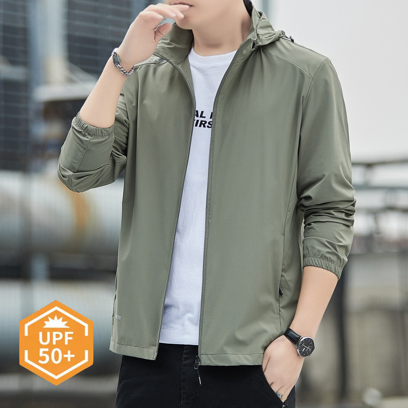 高品质防晒衣男夏季皮肤衣外套冰丝连帽透气防紫外线户外速干衣