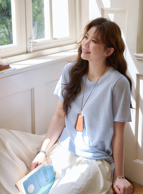 时然微胖大码女装绑带针织衫26夏季新款宽松通勤圆领显瘦短袖T恤