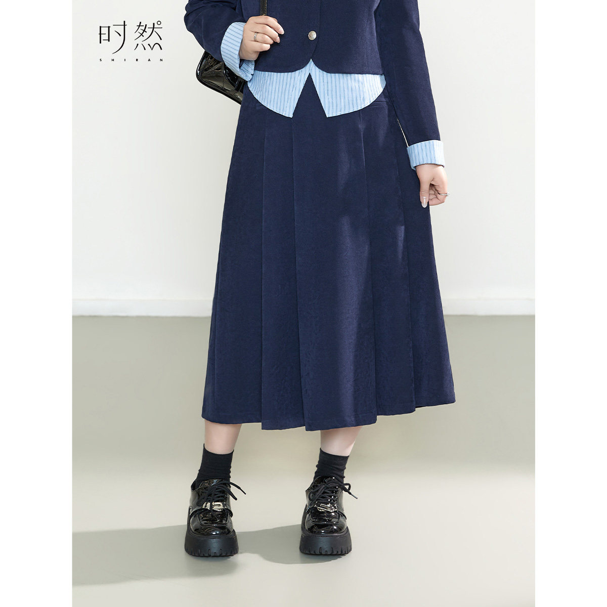 时然大码女装复古学院风半身裙春季微胖MM高腰显瘦穿搭百褶A字裙,女装/女士精品,大码半身裙,淘宝优惠券,粉丝福利购,淘宝优惠卷