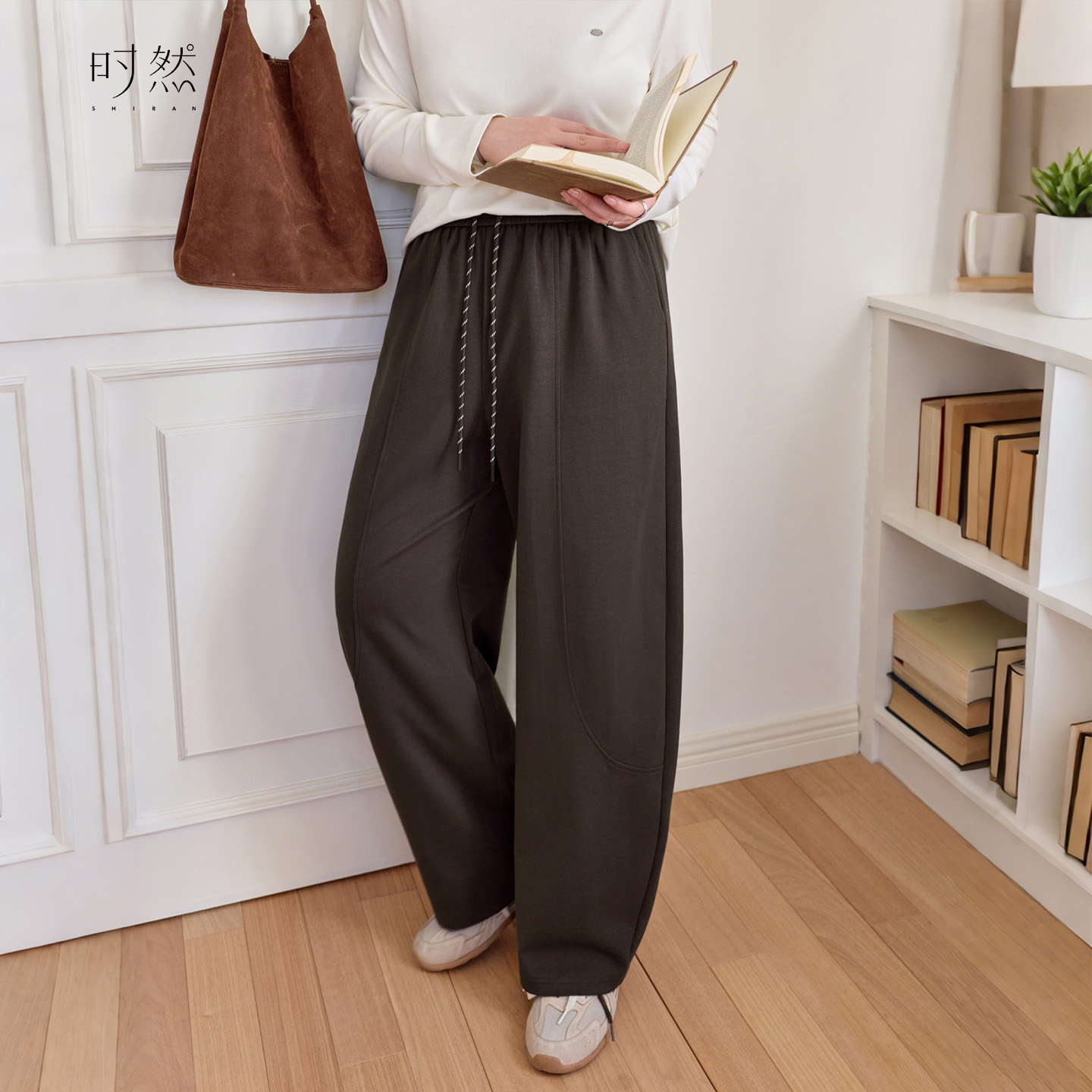 百搭松紧腰休闲松弛感通勤长裤