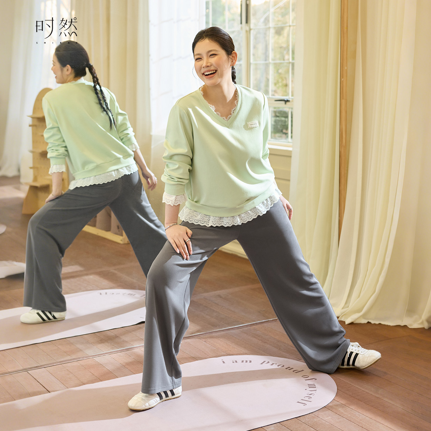 【垂感云朵休闲裤】时然大码高腰阔腿裤微胖mm春季灰色裤子显瘦,女装/女士精品,大码裤装,淘宝优惠券,粉丝福利购,淘宝优惠卷