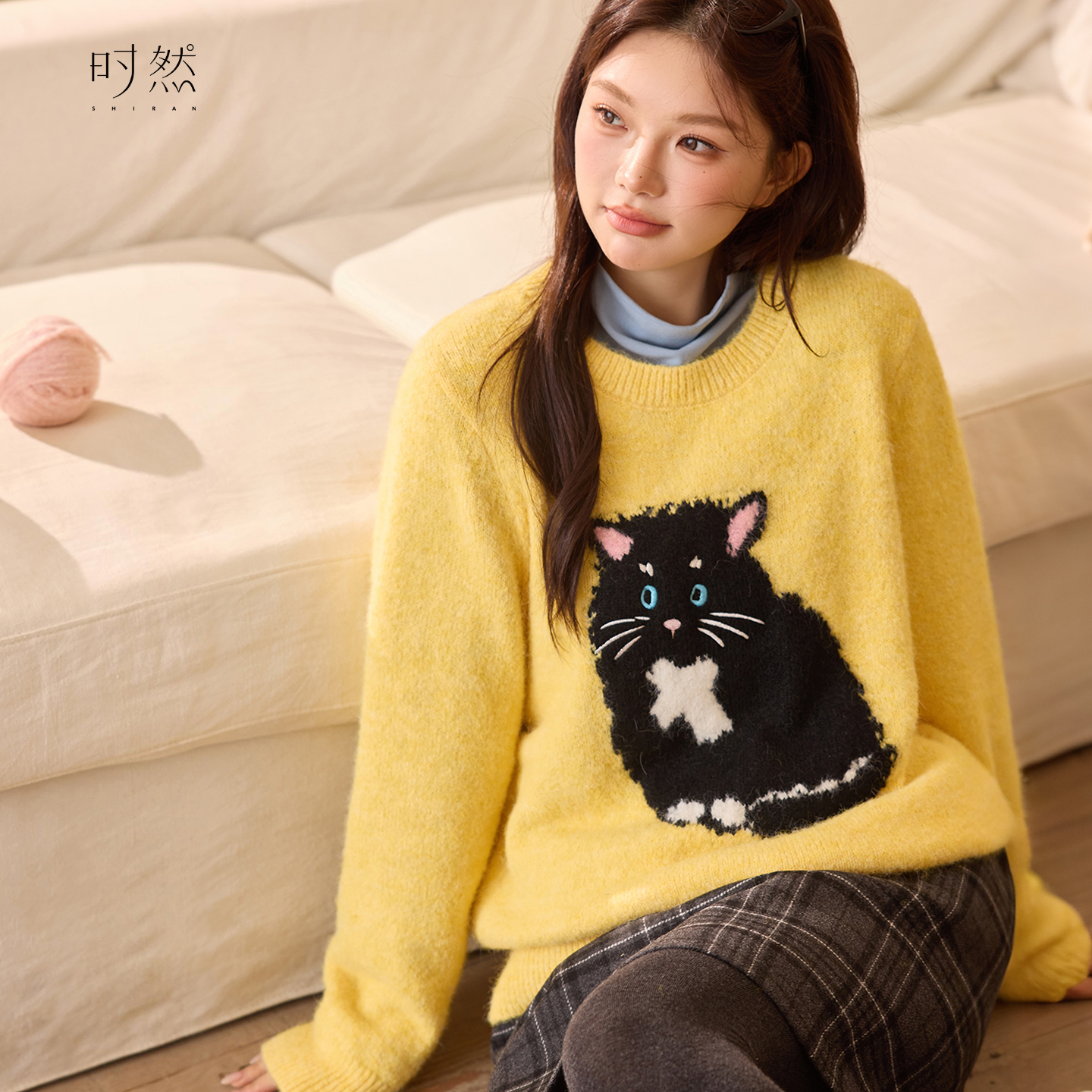 时然大码微胖MM卡通趣味毛衣