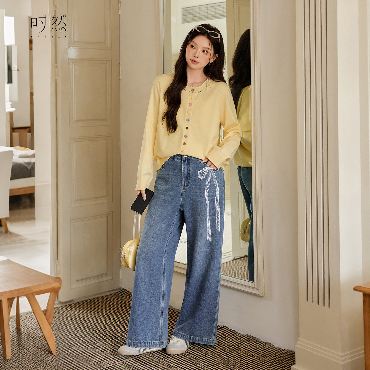 时然大码高腰阔腿牛仔裤微胖女装新品春季休闲长裤遮胯显瘦裤子,女装/女士精品,大码裤装,淘宝优惠券,粉丝福利购,淘宝优惠卷