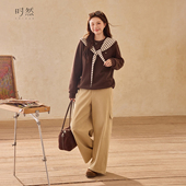 休闲弯刀裤 时然大码 加厚休闲裤 女百搭工装 微胖MM2025年冬季 新款