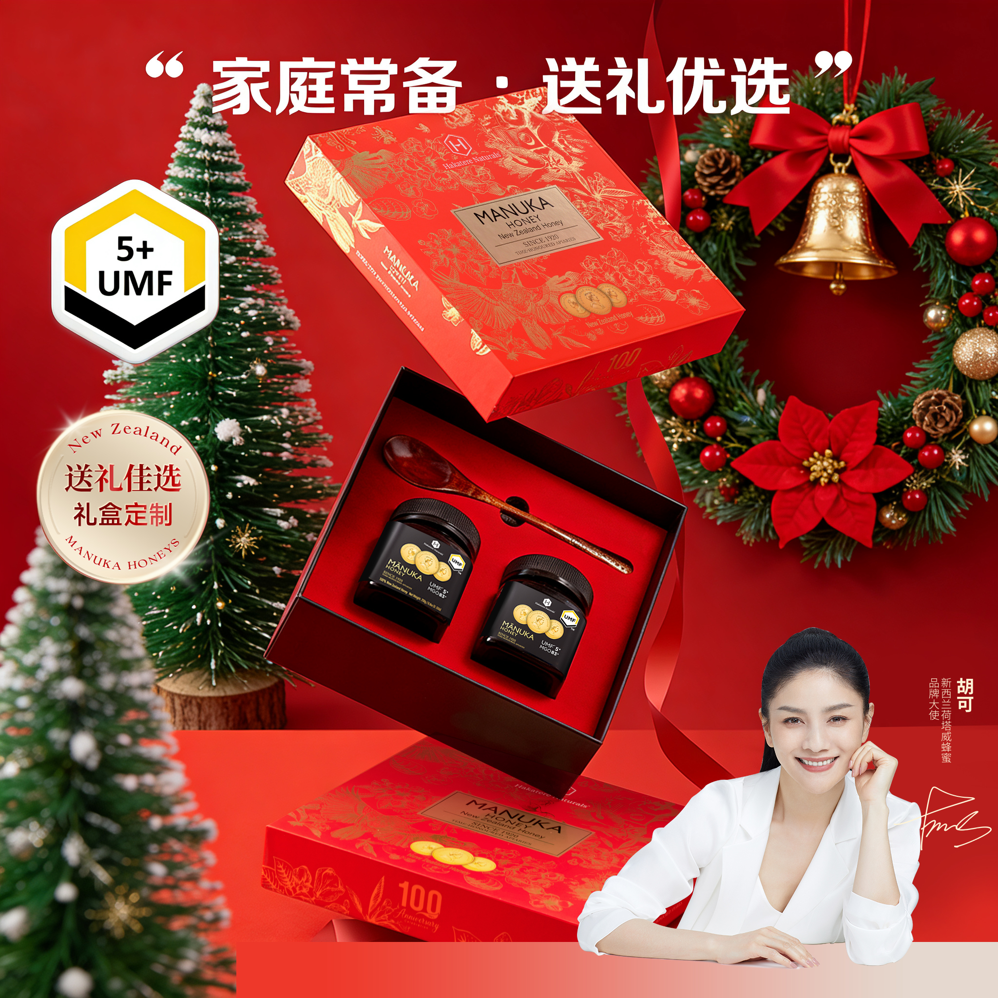 荷塔威麦卢卡蜂蜜礼盒新西兰进口圣诞节送长辈礼物营养品250g*2