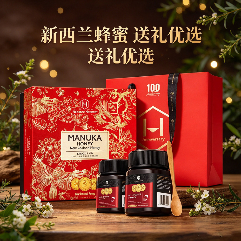 荷塔威麦卢卡蜂蜜礼盒新西兰进口野地花多花蜜节日礼物送长辈礼品