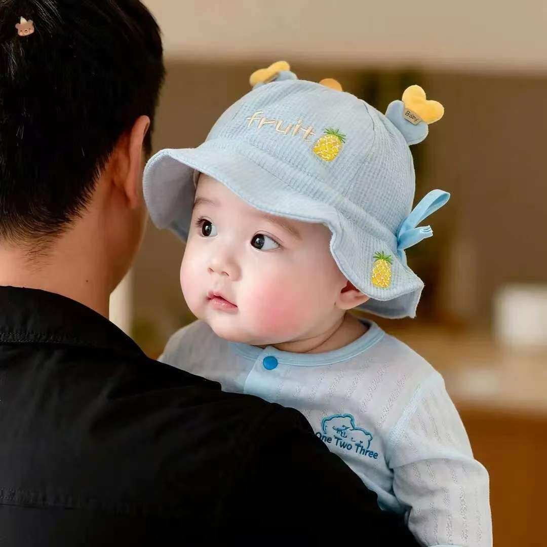 婴儿帽子春秋季薄款男宝宝可爱遮阳帽防晒帽婴幼儿外出夏季太阳帽