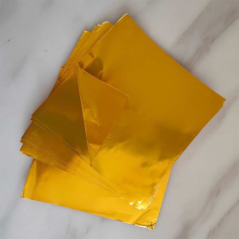 双面金色锡纸12*12cm正方加厚20微米圣诞节树婚庆礼物包装用铝箔