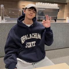 MADEINWN 连帽卫衣男字母印花美工套头上衣宽松oversize情侣外套