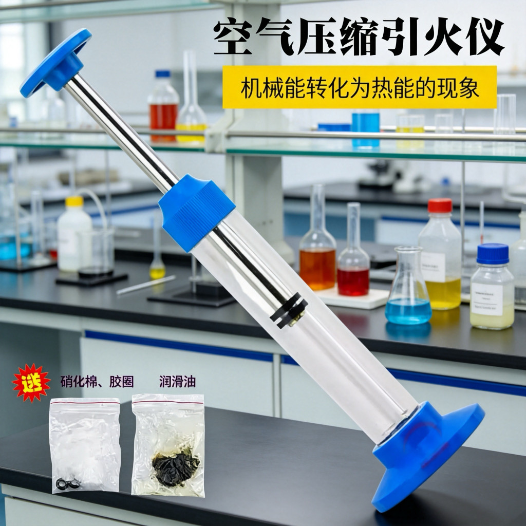 空气压缩引火仪J22203机械能转化为热能教具初中物理热学实验器材
