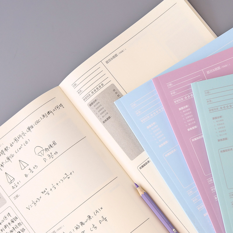 咔巴熊错题本整理本语数英纠错本考研专用改错本学生加厚笔记本